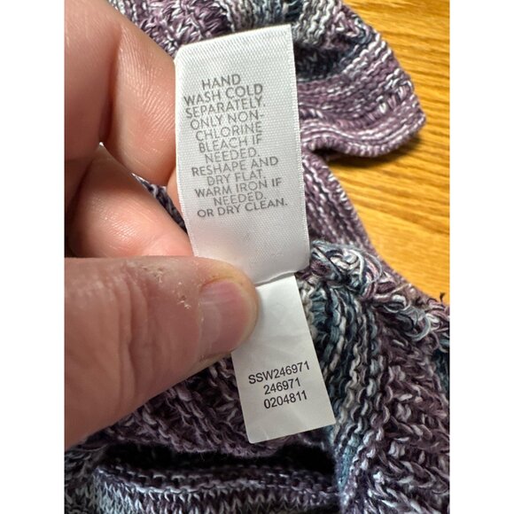 J.Jill Intarsia Mixed Texture Marled Cotton Blend Crewneck Sweater Size L - Picture 7 of 8